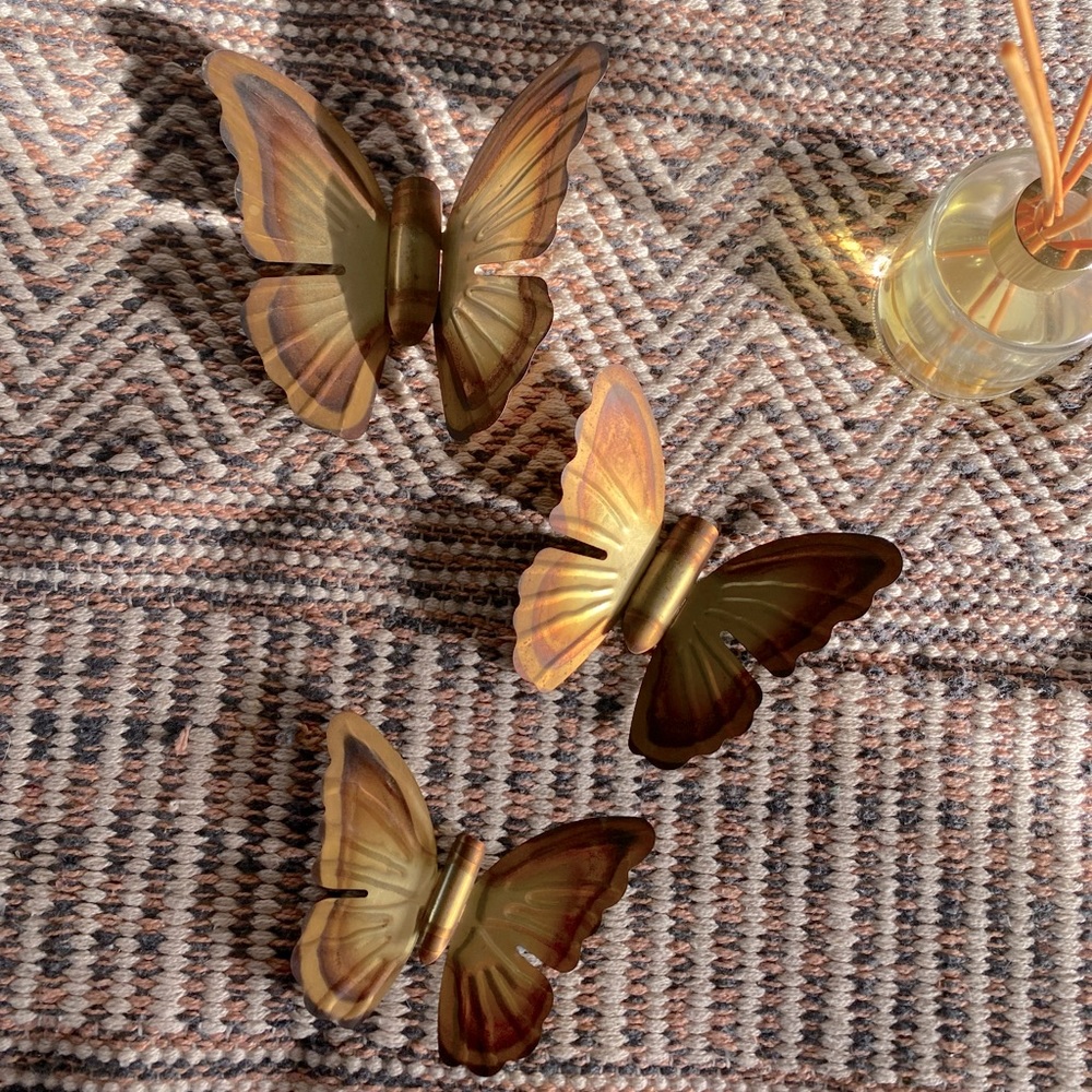 Vintage 70s / MCM Brass Butterflies Wall Art